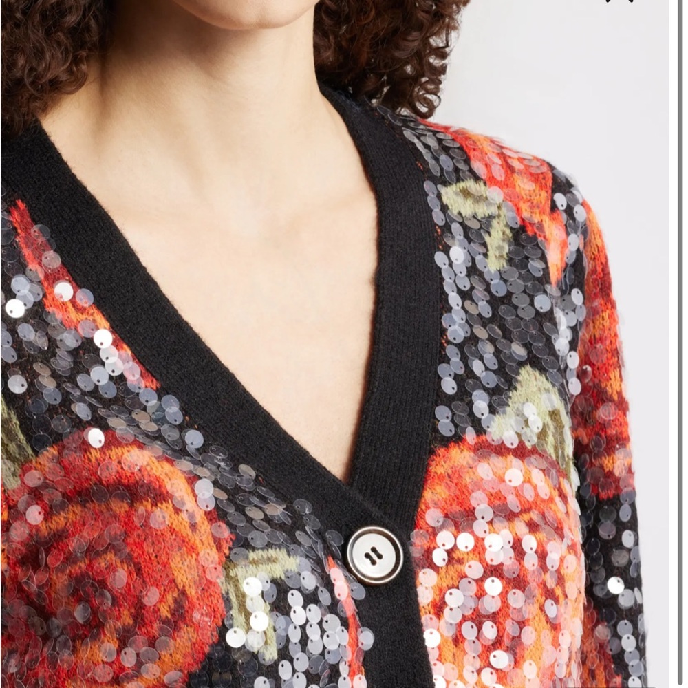 FARM Rio Latin Roses Sequin Knit Cardigan - Picture 4 of 12